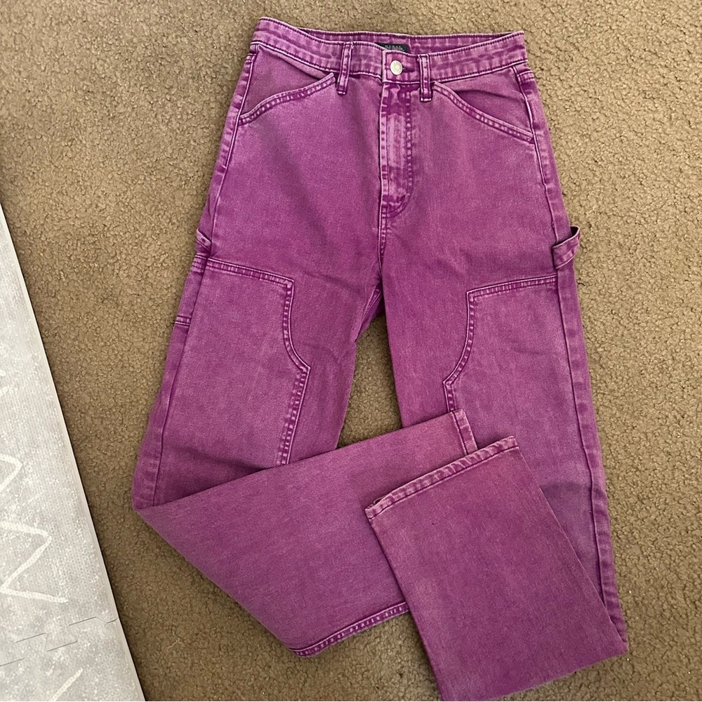 Purple High-Rise Women's Straight Jeans, Small